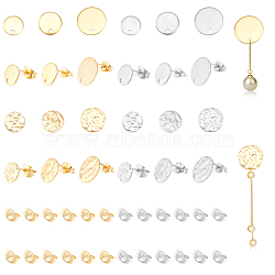 CHGCRAFT 24Pcs 12 Style 304 & 201 Stainless Steel Stud Earring Findings, with 304 Stainless Steel Pins and Earring Backs, Flat Round, Golden & Stainless Steel Color, 8~12mm, Hole: 1~1.6mm, Pin: 0.8mm, 2Pcs/style(STAS-CA0001-87)