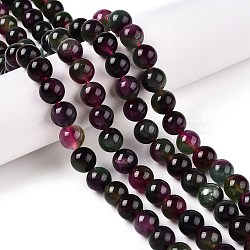 Dyed Natural White Jade Beads Strands, Two Tone, Round, Purple, 10x10mm, Hole: 1mm, about 38~39pcs/strand, 14.96~15.6''(38~39cm)(G-T138-10mm-210-3)