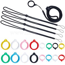 Adjustable Polyester Neck Lanyard, with Silicone Pendant, Mixed Color(AJEW-CP0007-11)