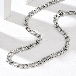 6MM 304 Stainless Steel Figaro Chain Necklaces, Tarnish Free, Stainless Steel Color, 18.11 inch(46cm)(NJEW-G203-02P)