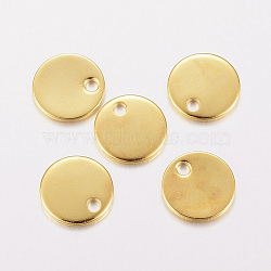 201 Stainless Steel Charms, Stamping Blank Tag, Flat Round, Golden, 8x0.8mm, Hole: 1.2mm(STAS-F162-32G)