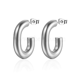 Non-Tarnish C-shape Stainless Steel Stud Earrings for Women(SV6123-2)