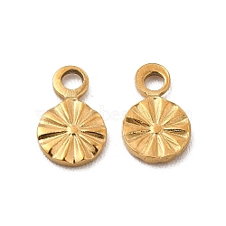 304 Stainless Steel Charms, Flat Round, Real 18K Gold Plated, 7x4.5x1mm, Hole: 1.2mm(X-STAS-C071-02A-G)