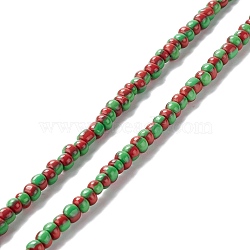 Handmade Lampwork Beads Strands,  2 Tone, Column, Colorful, 4~5.5x2~4mm, Hole: 0.8mm, about 130pcs/strand, 14.96~15.75 inch(38~40cm)(BLOW-K001-01A-14)