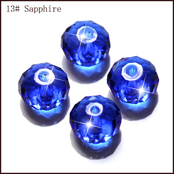 Imitation Austrian Crystal Beads, Grade AAA, Faceted, Rondelle, Blue, 6x4mm, Hole: 0.7~0.9mm