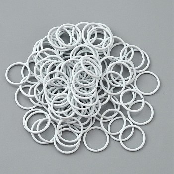 100Pcs Baking Paint Zinc Alloy Open Jump Rings, Round, White, 16 Gauge, 12.2x1.2mm, Inner Diameter: 9.8mm