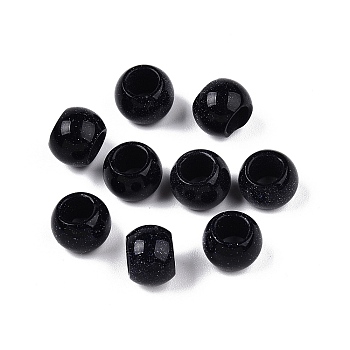 Synthetic Blue Goldstone Beads, Large Hole Beads, Rondelle, 10~10.5x7.5~9mm, Hole: 5mm