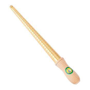 Brass Ring US Sizer Mandrel Rods, with Wood Handle, Goldenrod, 30x2.8cm