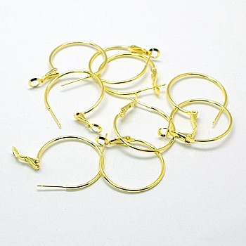 Brass Hoop Earrings, Golden, 20x1.2mm