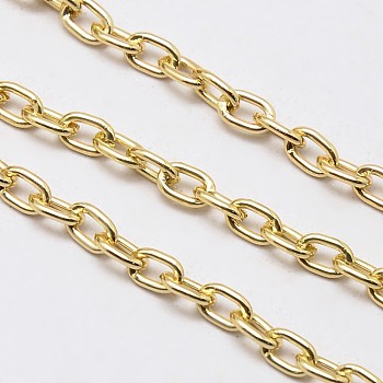 Aluminium Cable Chains, Unwelded, with Spool, Oval, Lead Free & Nickel Free, Golden, 5.8x3.8x1mm, about 164.04 Feet(50m)/roll
