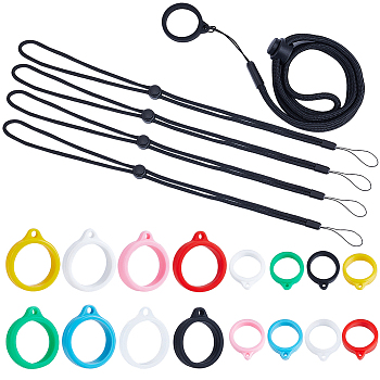 Adjustable Polyester Neck Lanyard, with Silicone Pendant, Mixed Color