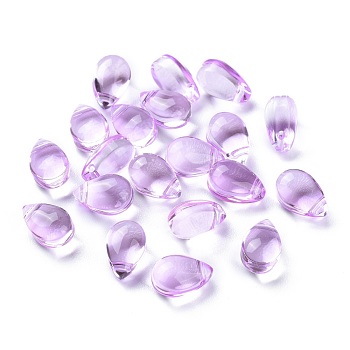 Transparent Glass Beads, Top Drilled Beads, Teardrop, Medium Purple, 9x6x5mm, Hole: 1mm