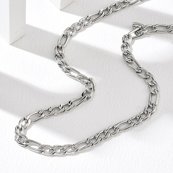 6MM 304 Stainless Steel Figaro Chain Necklaces, Tarnish Free, Stainless Steel Color, 18.11 inch(46cm)