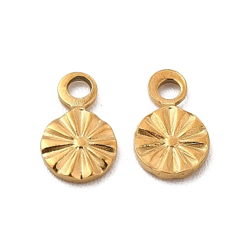 304 Stainless Steel Charms, Flat Round, Real 18K Gold Plated, 7x4.5x1mm, Hole: 1.2mm