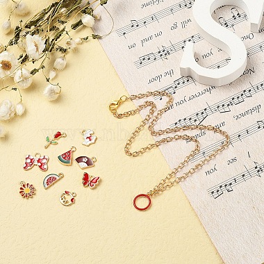 30Pcs 30 Style Light Gold Alloy Enamel Pendants(ENAM-YW0001-81)-8