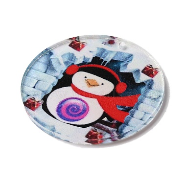 Printed Flat Round Christmas Themed Acrylic Pendants(OACR-L018-05D)-2