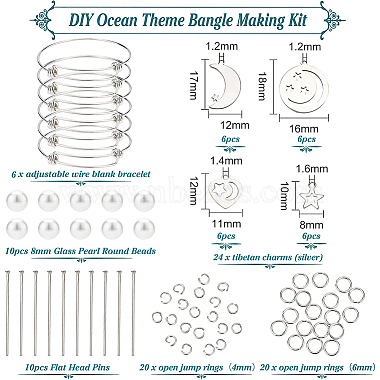 Benecreat kit para hacer brazaletes con dijes de luna y estrella diy(DIY-BC0004-64)-2