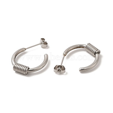 Non-Tarnish 304 Stainless Steel Wire Wrapped Half Hoop Earrings for Women(EJEW-P219-09P)-2