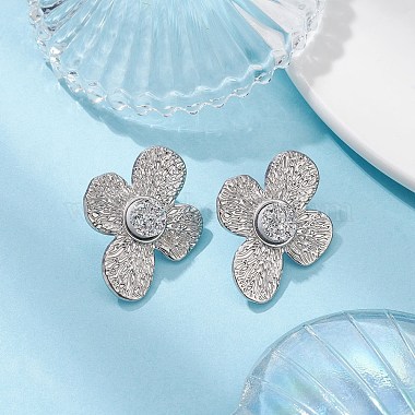 Imitation Druzy Gemstone Resin Flower Stud Earrings(EJEW-JE05318-01)-3