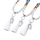 Natural Howlite Bullet & Tassel Pendant Necklace with Mixed Gemstone Beaded Chains(NJEW-E585-02H)-1