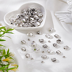 80Pcs 4 Styles Tibetan Style Alloy Beads, Lead Free & Cadmium Free, Antique Silver, 3.5~11mm, Hole: 1~5mm, 20pcs/style(TIBEB-LP0001-77)