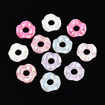 Plastic European Beads, Large Hole Beads, Imitation Jelly, Wave Ring, AB Color Plated, Mixed Color, 12.5x3.5mm, Hole: 4mm, about 2083pcs/500g(KY-N026-15)