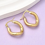 Oval 201 Stainless Steel Hoop Earrings, with 304 Stainless Steel Pins, PVD Vacuum Plating, Long-Lasting Plated, Golden, 24x19.5x4mm(EJEW-Z151-05G)