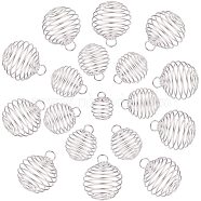 Iron Wire Pendants, Cage Pendants, Round, Silver, 30pcs/set(KK-SC0001-01)