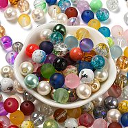 Opaque Spray Painted Glass Beads, Round, Mixed Color, 10mm, Hole: 1.2~1.5mm(DGLA-MSMC002-10mm)