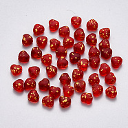 Transparent Spray Painted Glass Beads, Heart, Dark Red, 6x6x4mm, Hole: 0.7mm(GLAA-R211-02-E03)