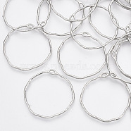 Alloy Open Back Bezel Pendants, For DIY UV Resin, Epoxy Resin, Pressed Flower Jewelry, Ring, Platinum, 34.5~35x34.5x1.5mm, Hole: 2.5x1mm(PALLOY-S121-82A-P)