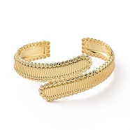 Brass Rectangle Open Cuff Bangle for Women, Golden, Inner Diameter: 2-3/8 inch(5.9cm)(BJEW-E072-01G)