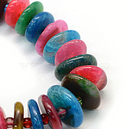 Dyed Natural Agate Graduated Beads Strands, Irregular Flat Slices, Midnight Blue, 6~23x6~20x3~8mm, Hole: 2mm, about 58pcs/strand, 15.7 inch(G-L456-27D)