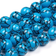 Synthetic Turquoise Beads Strands, Dyed, Round, Deep Sky Blue, 14mm, Hole: 1mm, about 28pcs/strand, 15.7 inch(40cm)(TURQ-G832-01-14mm)
