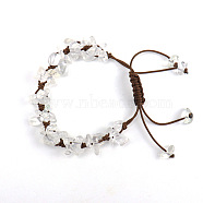 Synthetic Quartz Crystal Chips Braided Bead Bracelet, Adjustable Bracelet for Women, 8-5/8~10-5/8 inch(22~27cm)(PW-WG69423-09)