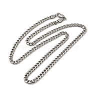 304 Stainless Steel Cuban Link Chain Necklace, Stainless Steel Color, 24.29 inch(61.7cm)(NJEW-Z024-03P)