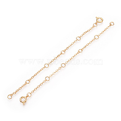 Brass Cable Chain Chain Extender, End Chains with Spring Ring Clasps, Real 18K Gold Plated, 110~115x2mm(KK-ZX024-36G-E)