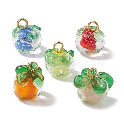 Glass Pendants, Persimmon, Mixed Color, 15.5x13mm, Hole: 3mm(PALLOY-JF02561)