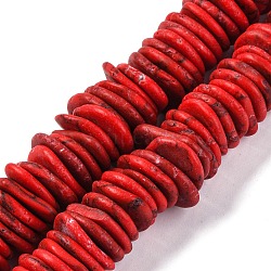 Graduated Synthetic Turquoise Beads Strands, Dyed, Nuggets, Red, 7~20x7~15x3~5mm, Hole: 1.2mm, about 118~119pcs/strand, 15.75~15.87''(40~40.3cm)(G-A237-01H)