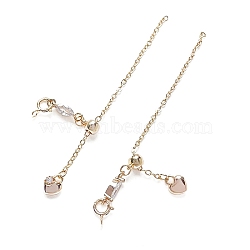 Brass Cable Chain Extenders, End Chains with Spring Ring Clasps, Heart, Real 14K Gold Plated, 68mm(PW-WG7E6E0-01)