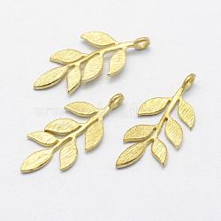 Brass Pendants, Lead Free & Cadmium Free & Nickel Free, Leaf, Raw(Unplated), 24x10x1mm, Hole: 1.5mm(KK-F721-077C-RS)