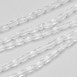 Transparent Glass Beads Strands, Faceted, Column, Clear, 5x3mm, Hole: 0.5mm, about 100pcs/strand, 19.4 inch(EGLA-E046-B01)