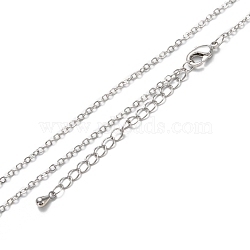 Brass Cable Chain Necklaces, Long-Lasting Plated, Real Platinum Plated, 15.75~16.14 inch(40~41cm)(NJEW-K123-05P)