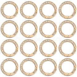 16Pcs Alloy Rhinestone Spring Gate Rings, Ring, Light Gold, 25x4.5mm(FIND-SP0004-52E)