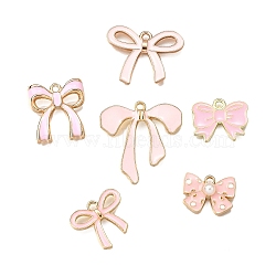 14Pcs 7 Styles Alloy Enamel Charms, Bowknot Charm, Pink, 12.5~26.5x16.5~26x1~3.8mm, Hole: 1.5~2mm, 2pcs/style(ENAM-FP0002-82)