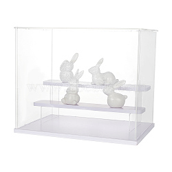 Transparent Plastic Minifigures Display Case, 3-Tier Holder Risers for Models, Building Blocks, Doll Display, Rectangle, Clear, Finished Product: 31.5x21.5x26cm(ODIS-WH0025-142B)