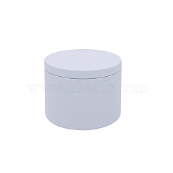 Iron Candle Tins, with Lids, Empty Tin Storage Containers, White, 8x6cm(CAND-PW0013-67C)