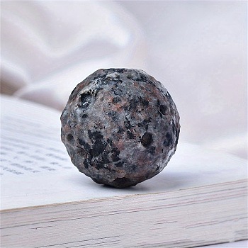 Moon Meteorite Natural Syenite Crystal Ball, Reiki Energy Stone Display Decorations for Healing, Meditation, Witchcraft, 43mm