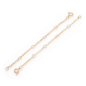 Brass Cable Chain Chain Extender, End Chains with Spring Ring Clasps, Real 18K Gold Plated, 110~115x2mm