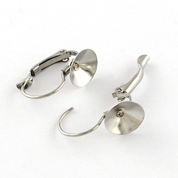 304 Stainless Steel Leverback Earring Findings, Stainless Steel Color, Fit for 8mm rhinestone, Pin: 0.8mm, 20x8mm